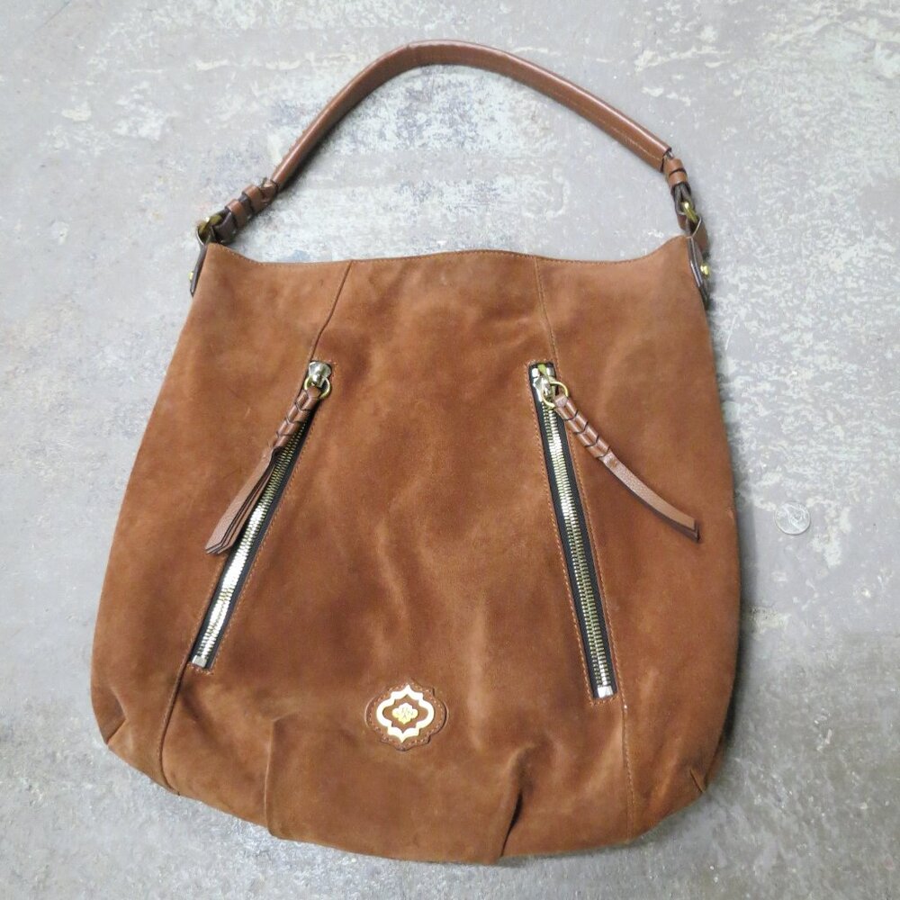 OR YANY Large Brown Suede Leather Shoulder Handbag Boho